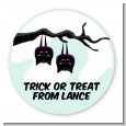 Upside Down Bats - Round Personalized Halloween Sticker Labels thumbnail