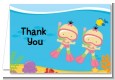 Under the Sea Asian Baby Girl Twins Snorkeling - Baby Shower Thank You Cards thumbnail