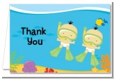 Under the Sea Asian Baby Twins Snorkeling - Baby Shower Thank You Cards