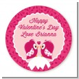 Valentine Animals - Round Personalized Valentines Day Sticker Labels thumbnail