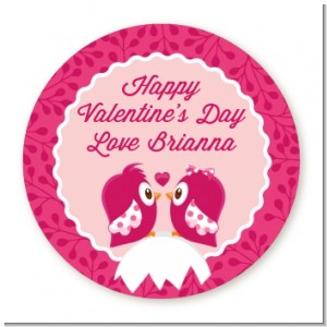 Valentine Animals - Round Personalized Valentines Day Sticker Labels