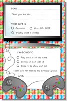 Video Game Time - Birthday Party Fill In Thank You Cards