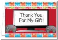 Video Game Time - Birthday Party Thank You Cards