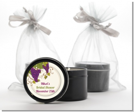 Vineyard Splash - Bridal Shower Black Candle Tin Favors