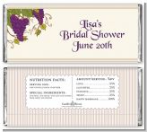 Vineyard Splash - Personalized Bridal Shower Candy Bar Wrappers