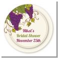 Vineyard Splash - Round Personalized Bridal Shower Sticker Labels thumbnail