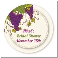 Vineyard Splash - Round Personalized Bridal Shower Sticker Labels