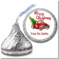 Vintage Red Truck - Hershey Kiss Christmas Sticker Labels