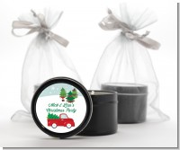 Vintage Red Truck With Tree - Christmas Black Candle Tin Favors