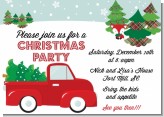 Vintage Red Truck With Tree - Christmas Invitations