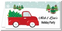 Vintage Red Truck With Tree - Personalized Christmas Place Cards