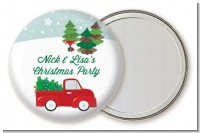 Vintage Red Truck With Tree - Personalized Christmas Pocket Mirror Favors