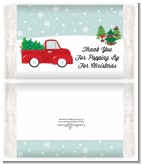 Vintage Red Truck With Tree - Personalized Popcorn Wrapper Christmas Favors