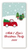 Vintage Red Truck With Tree - Custom Rectangle Christmas Sticker/Labels