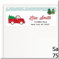 Vintage Red Truck With Tree - Christmas Return Address Labels