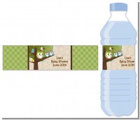 Owl - Look Whooo's Having Twins - Personalized Baby Shower Water Bottle Labels