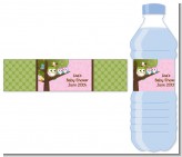 Owl - Look Whooo's Having Twin Girls - Personalized Baby Shower Water Bottle Labels
