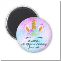 Watercolor Unicorn Head - Personalized Birthday Party Magnet Favors