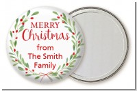 Watercolor Wreath - Personalized Christmas Pocket Mirror Favors