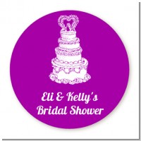 Wedding Cake - Round Personalized Bridal Shower Sticker Labels