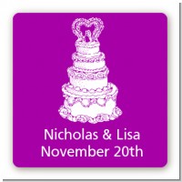 Wedding Cake - Square Personalized Bridal Shower Sticker Labels