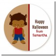 Werewolf - Round Personalized Halloween Sticker Labels thumbnail