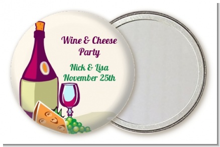 Wine & Cheese - Personalized Bridal Shower Pocket Mirror Favors