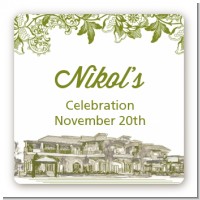 Winery - Square Personalized Bridal Shower Sticker Labels