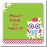Winter Owl - Square Personalized Christmas Sticker Labels