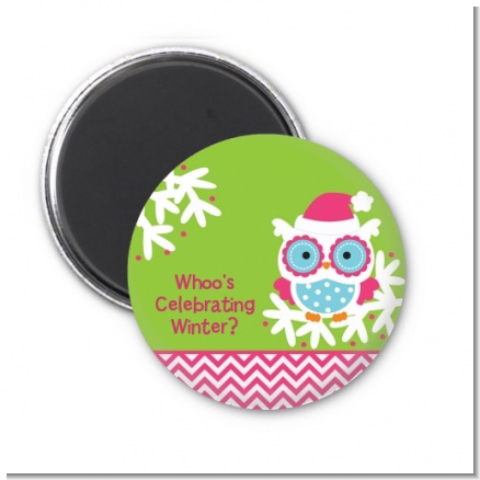 Winter Owl - Personalized Christmas Magnet Favors