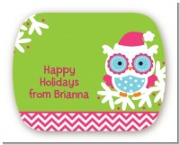 Winter Owl - Personalized Christmas Rounded Corner Stickers