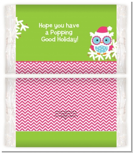 Winter Owl - Personalized Popcorn Wrapper Christmas Favors