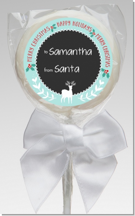 Winter Reindeer - Personalized Christmas Lollipop Favors