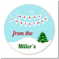 Winter Wonderland - Round Personalized Christmas Sticker Labels