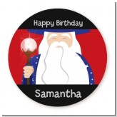 Wizard - Round Personalized Birthday Party Sticker Labels