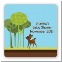 Woodland Forest - Square Personalized Baby Shower Sticker Labels