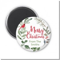 Wreath with Cardinal - Personalized Christmas Magnet Favors