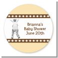 Zebra - Round Personalized Baby Shower Sticker Labels thumbnail
