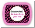 Zebra Print Pink & Black - Personalized Birthday Party Rounded Corner Stickers thumbnail