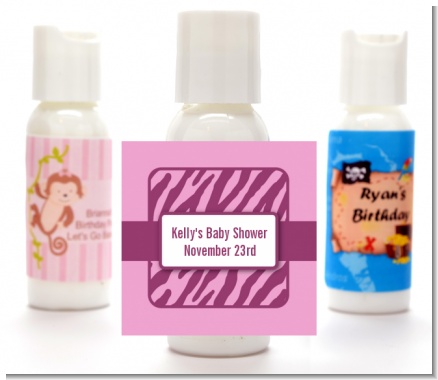 Zebra Print Baby Pink - Personalized Baby Shower Lotion Favors