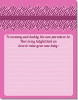 Zebra Print Baby Pink - Baby Shower Notes of Advice