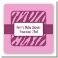 Zebra Print Baby Pink - Square Personalized Baby Shower Sticker Labels thumbnail