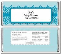 Zebra Print Blue - Personalized Baby Shower Candy Bar Wrappers