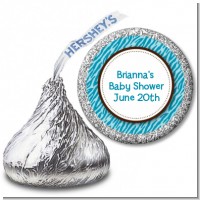 Zebra Print Blue - Hershey Kiss Baby Shower Sticker Labels