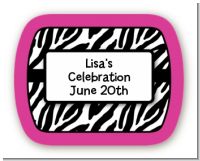 Zebra Print Pink - Personalized Birthday Party Rounded Corner Stickers