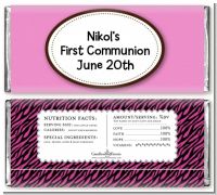 Zebra Print Pink & Black - Personalized Birthday Party Candy Bar Wrappers