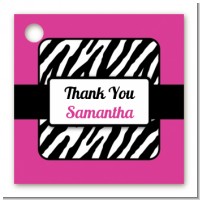 Zebra Print Pink & Black - Personalized Birthday Party Card Stock Favor Tags