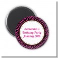 Zebra Print Pink & Black - Personalized Birthday Party Magnet Favors thumbnail