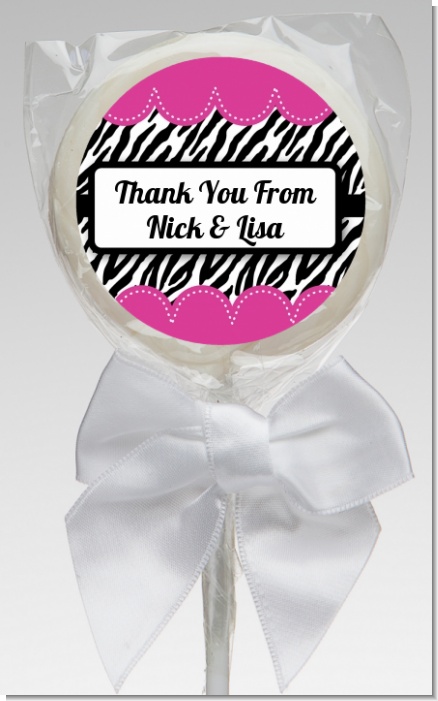 Zebra Print Pink - Personalized Birthday Party Lollipop Favors