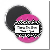 Zebra Print Pink - Personalized Birthday Party Magnet Favors